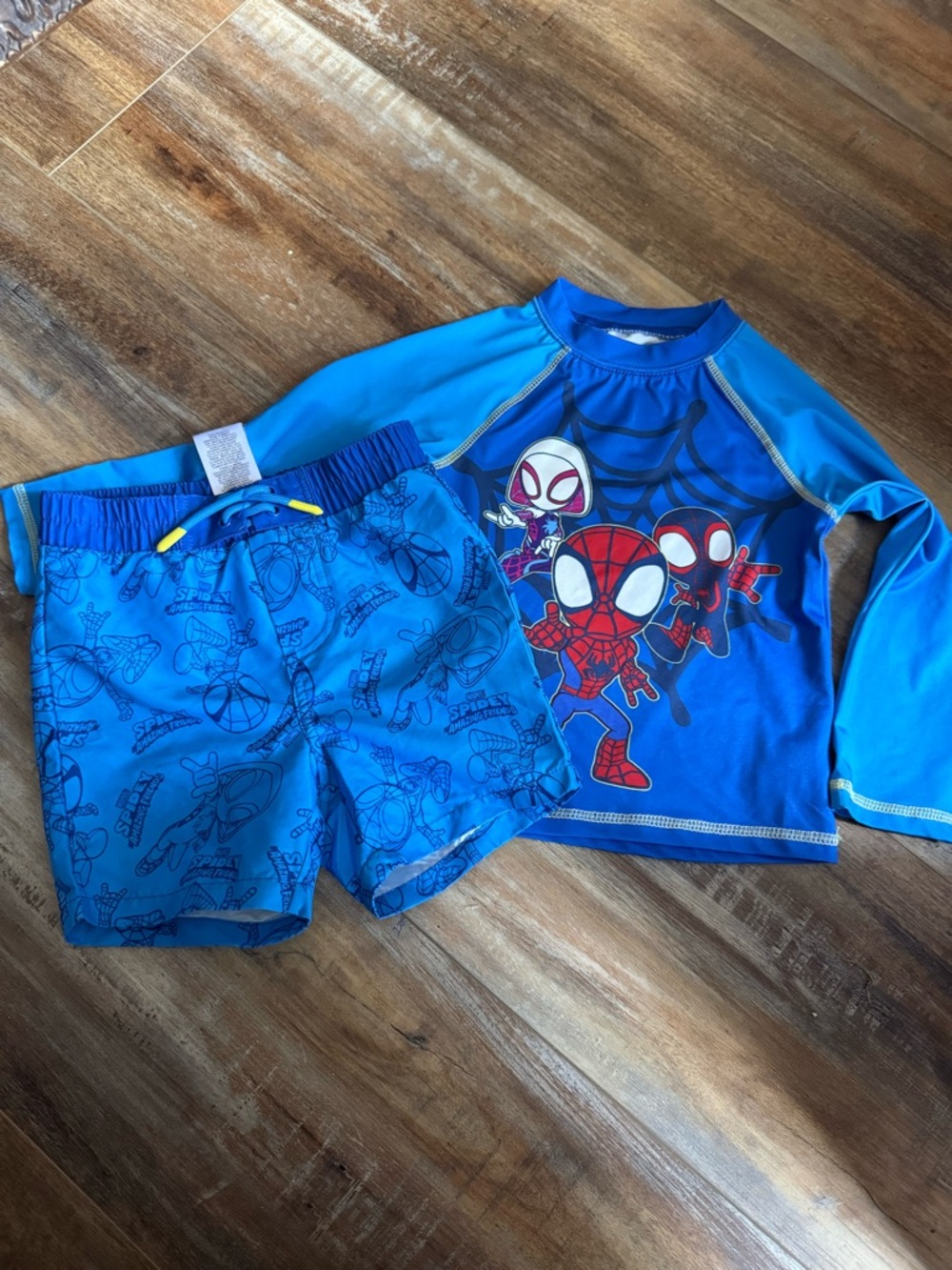 Blue Kids Spider-Man Swim Set - Rash Guard & Swim Shorts 3T